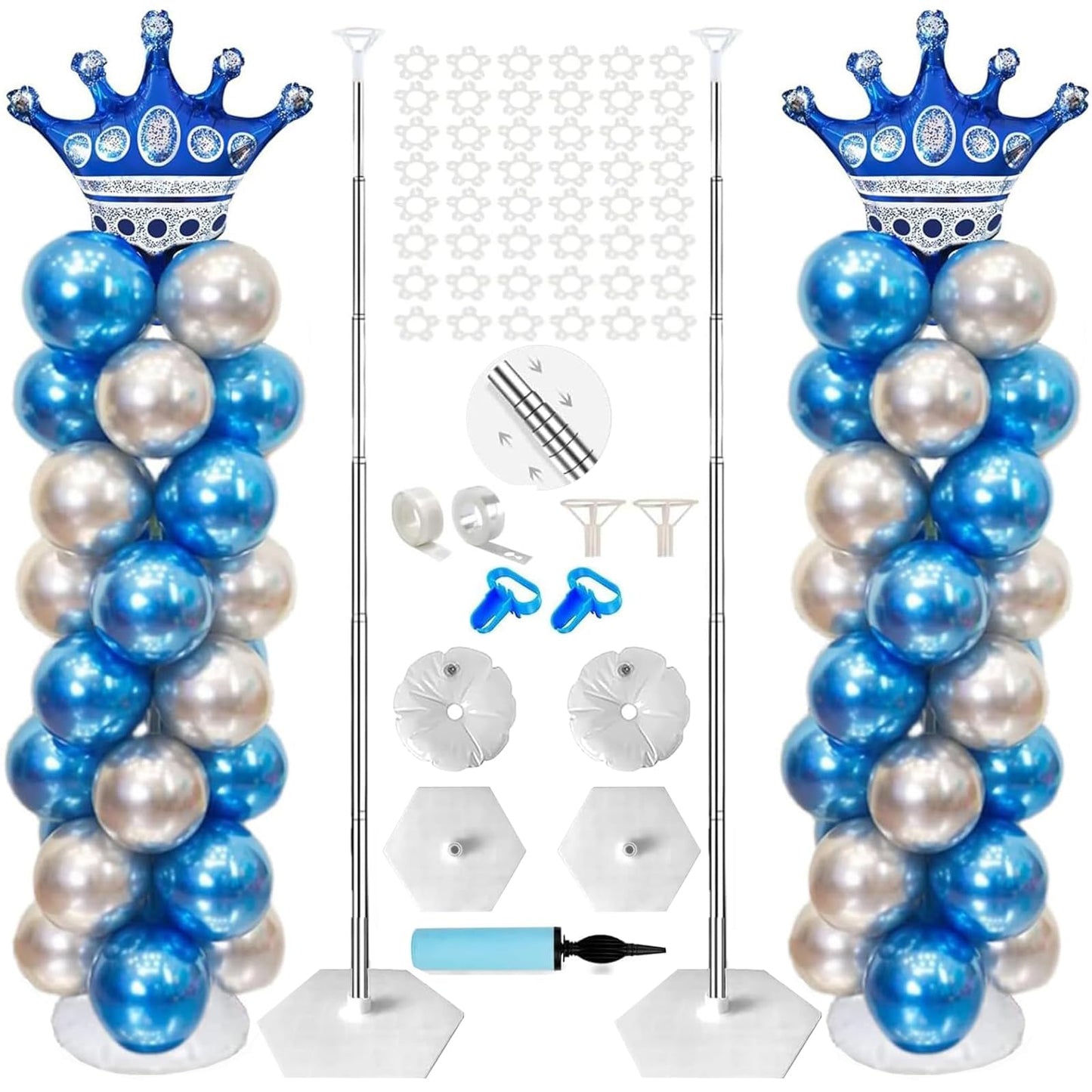 Kaucytue Balloon Column Stand Kit Set of 2, Adjustable 2m Metal Balloon Arch Stand, with Bases, Suitable for Birthday, Party Decoration, Wedding