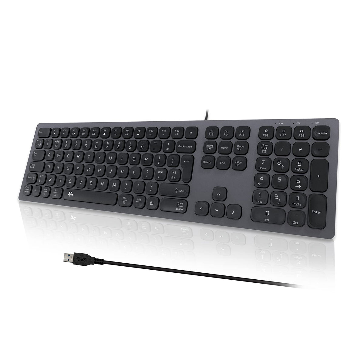 B.FRIENDIT Slim USB Wired Keyboard ? UK Layout Soft Touch and Quiet Key, Compatible with Apple iMac, Macbook, Mac and PC, Computer Keyboard with
