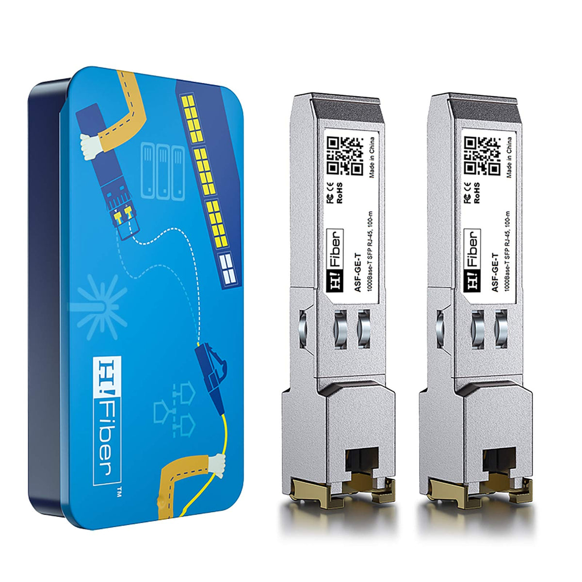 H!Fiber.com ?2 Pack? 1G SFP RJ45 Module, 1000Base-T SFP Copper RJ45 Transceiver for Cisco GLC-T/SFP-GE-T, Meraki MA-SFP-1GB-TX, Ubiquiti, Netgear,