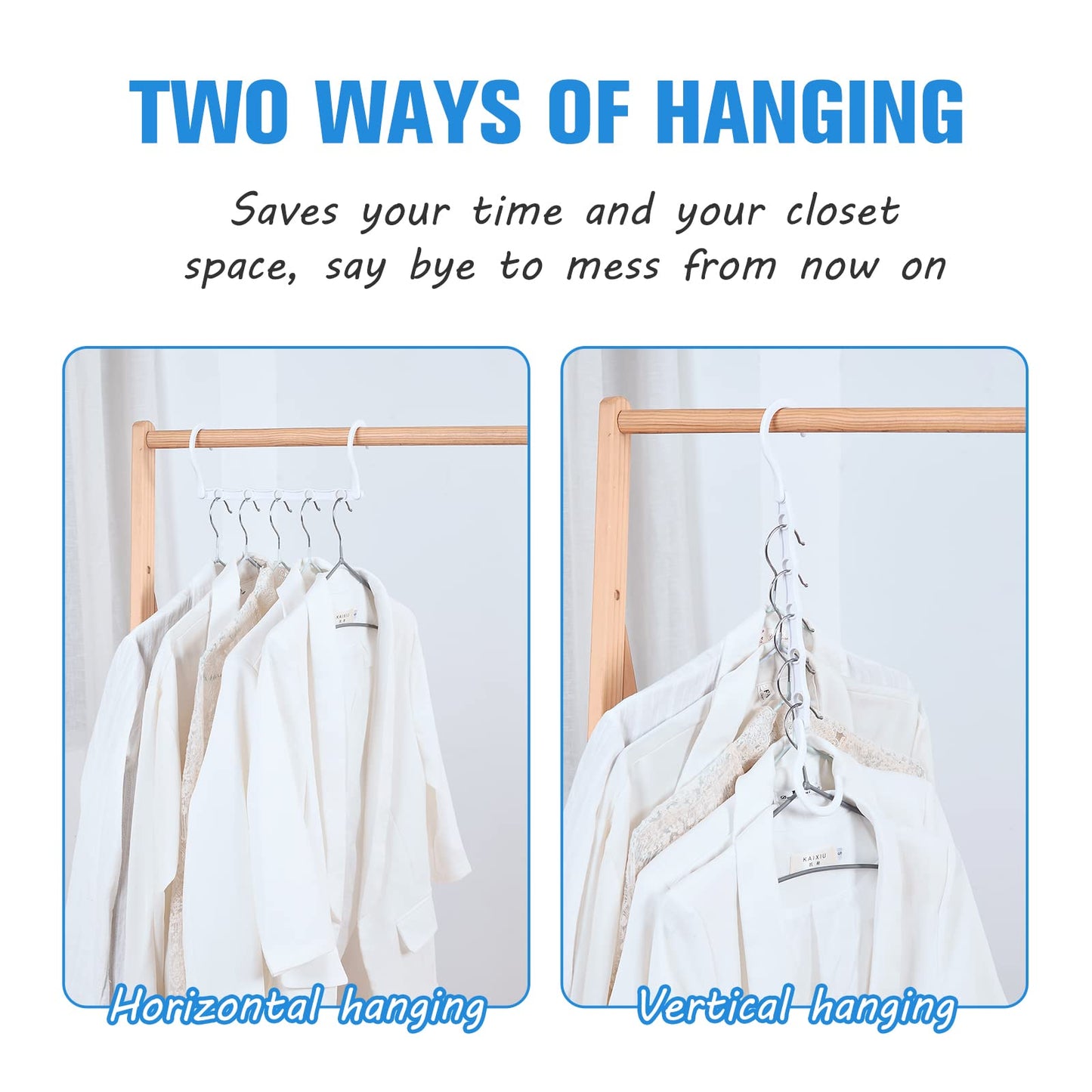 Rainberg Space Saving Hangers - Magic Clothes Hangers, Coat Hangers, Wardrobe Space Saver (Pack of 12, White)