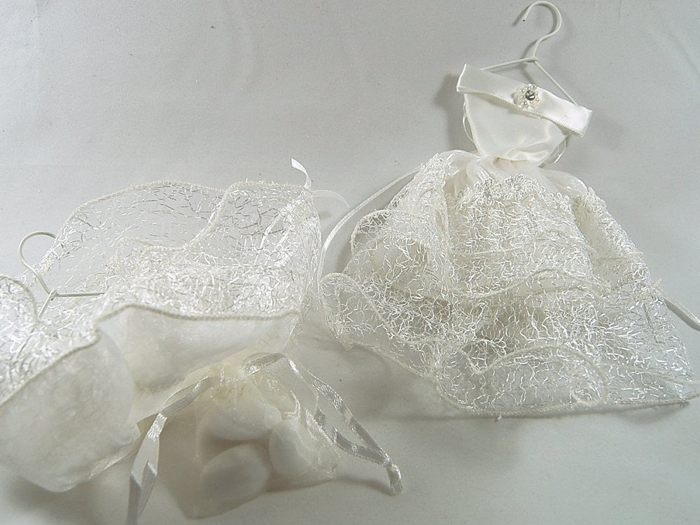 Wedding Dress I Pouch for Almonds Ivory 17 cm Set of 6