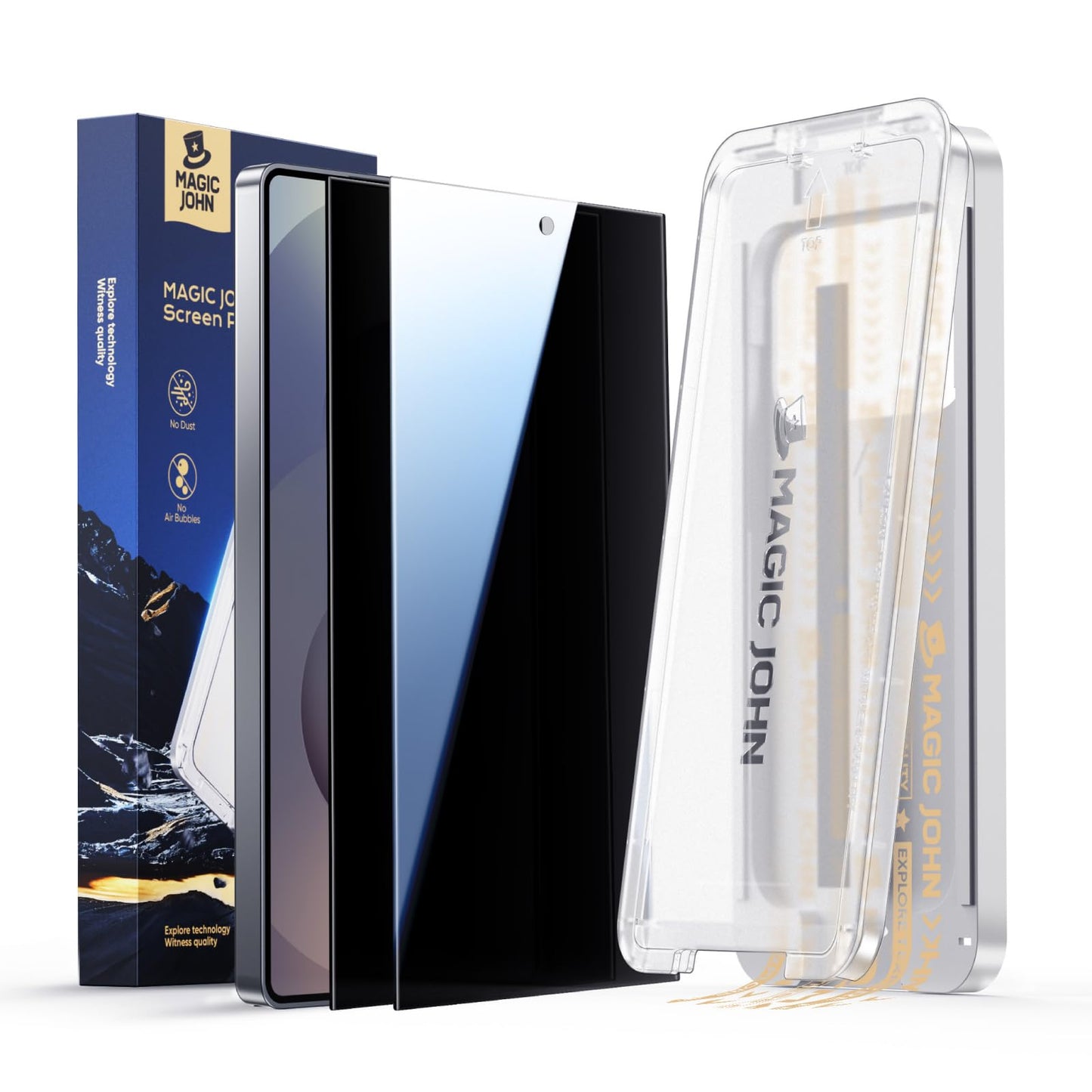 MAGIC JOHN 2 Pack for Samsung Galaxy S25 Ultra Privacy Screen Protector, 9H+ Hardness HD Tempered Glass with Easy Installation, Full Coverage