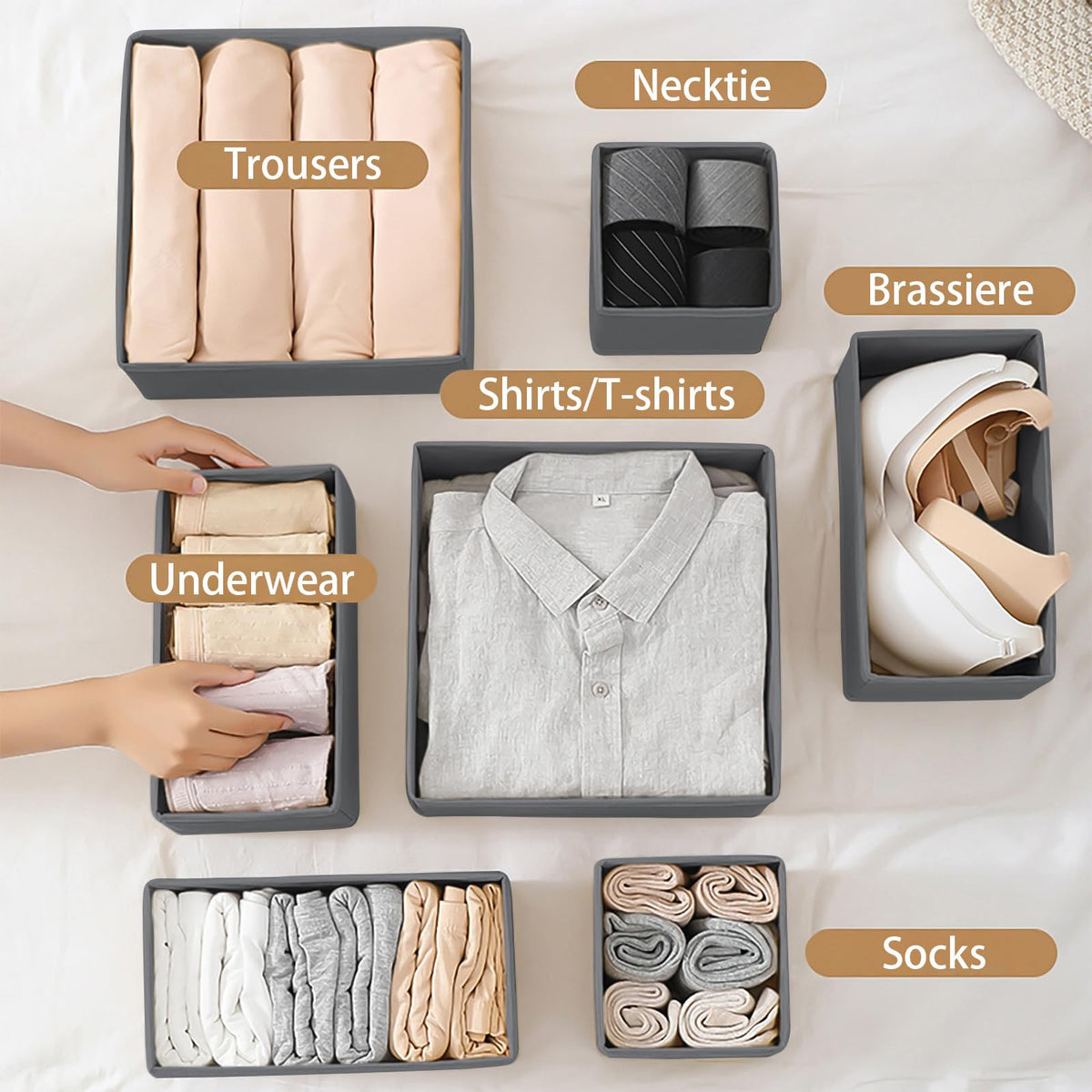 Foeska Drawer Organiser,Wardrobe Storage Organiser,Drawer Dividers for clothes,Foldable Drawer Organiser for Clothes,Underwear Storage Solution,for