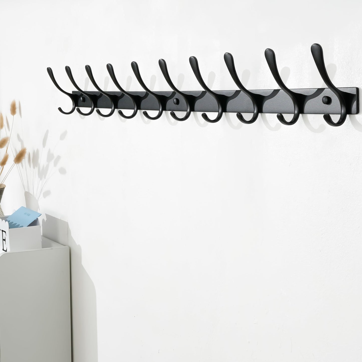 SKOLOO Coat Rack Wall Mounted - 10 Hooks, Heavy Duty, Stainless Steel, Metal Wall Coat Hanger, Sturdy Wall Hooks for Hanging Coat, Jacket, Clothes