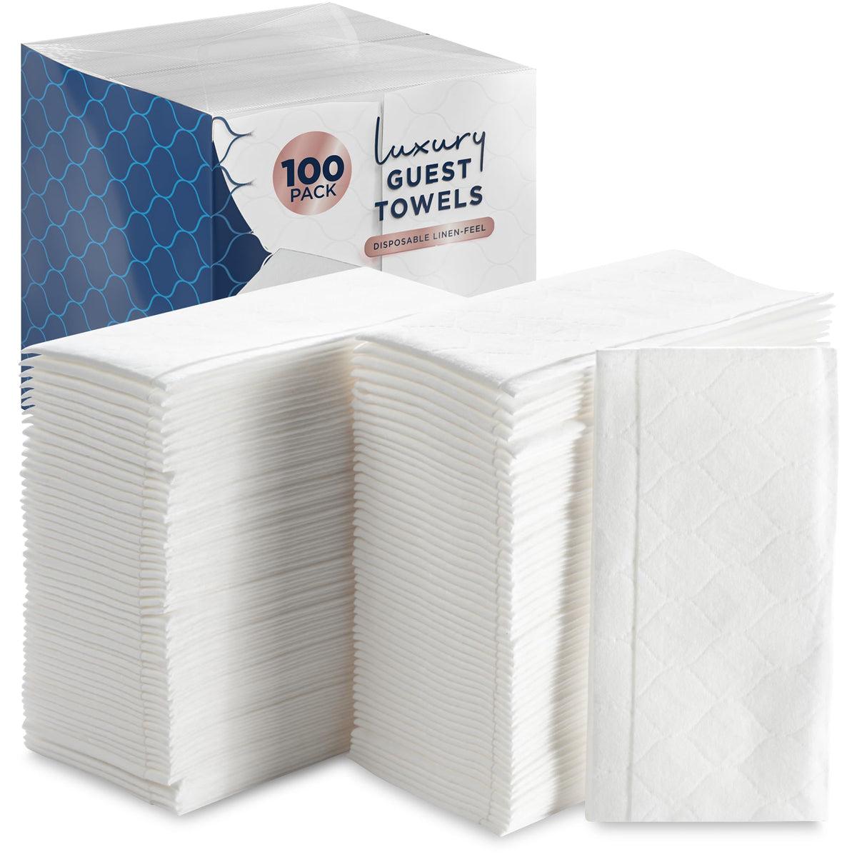 Luxury Linen Feel Disposable Guest Hand Towels in Bulk, Soft & Absorbent Cloth Like Paper Napkin for Bathroom, Kitchen, Weddings, Parties, Dinners or