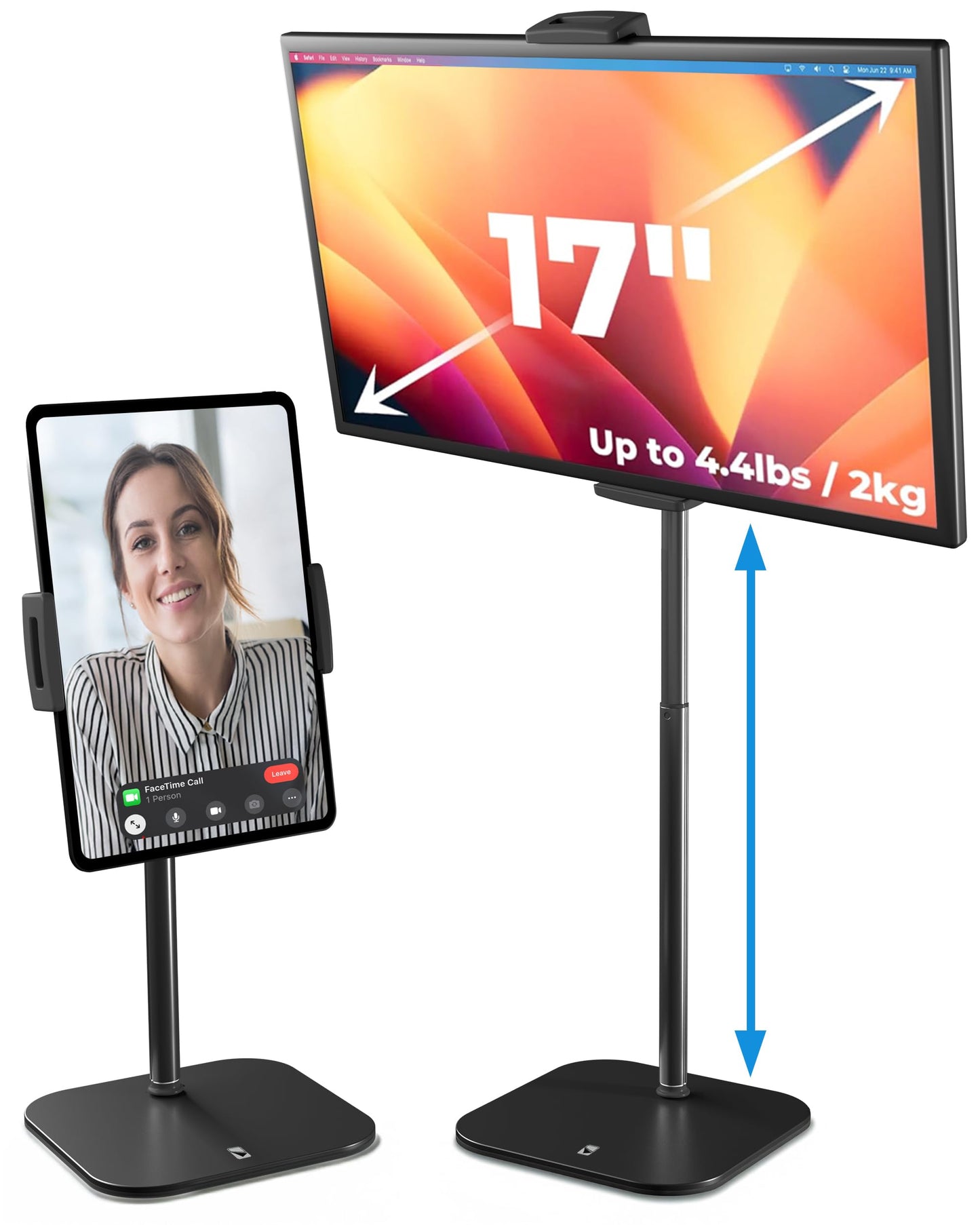 COOPER TabStand - Height Adjustable iPad Stand for Desk, Tablet Holder, 16" Portable Monitor Stand | Aluminum Alloy Telescoping Tablet Tripod for all