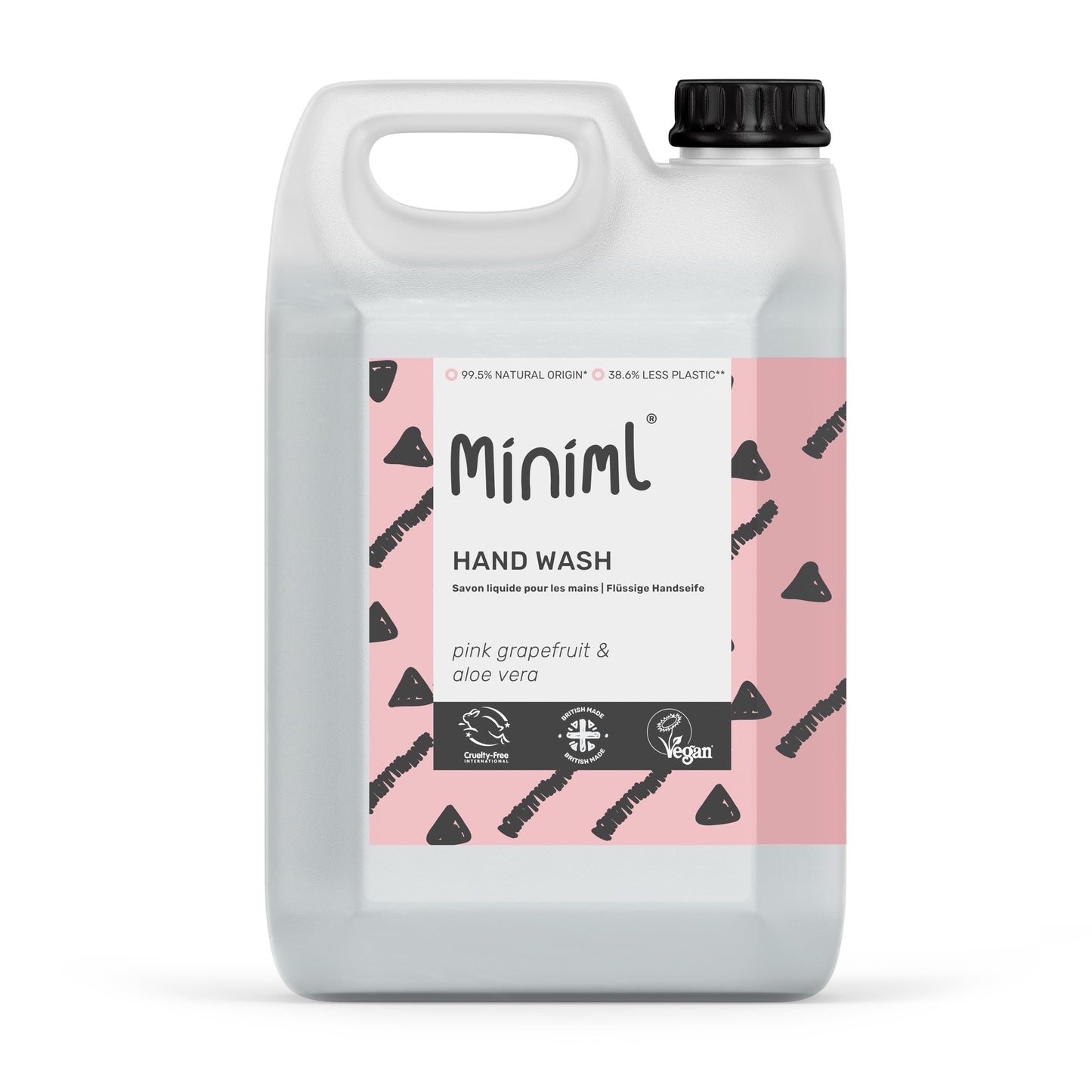 Miniml Hand Soap Wash Liquid 5L Refill - Pink Grapefruit & Aloe Vera Scented Eco Friendly Hand Washing Liquid for Soft and Sensitive Skin Care - 100%