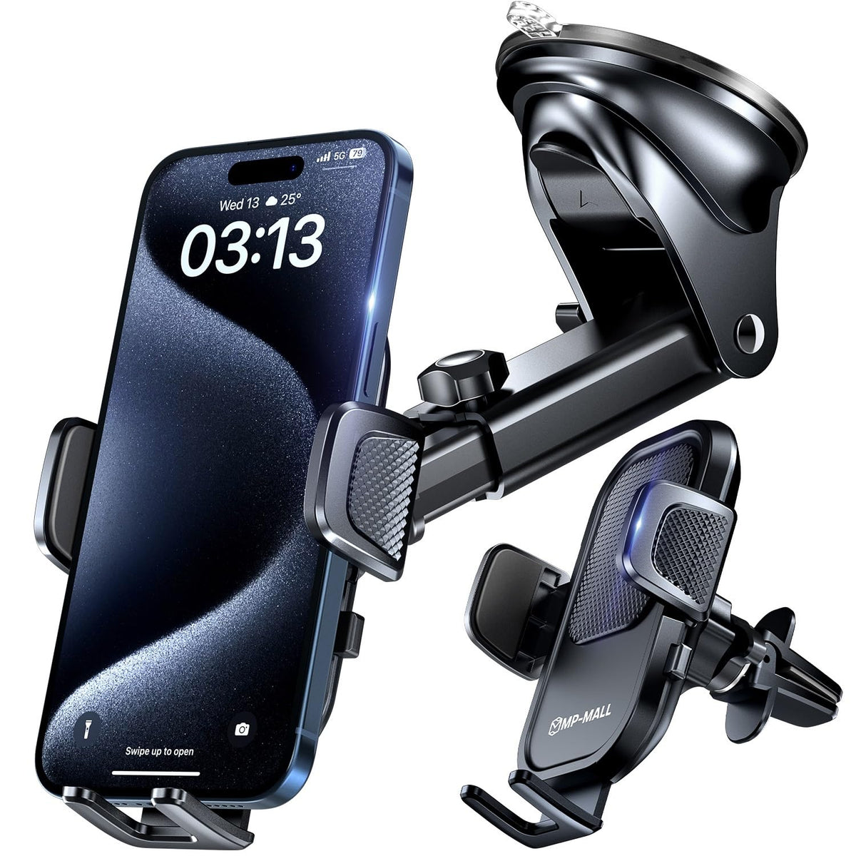 MP-MALL Car Phone Holder ?2024 Newest & Strongest? Dashboard Windscreen Vent Clip Handsfree Mobile Mount Stand Cradle for 15 Pro Max 14 13 12 All