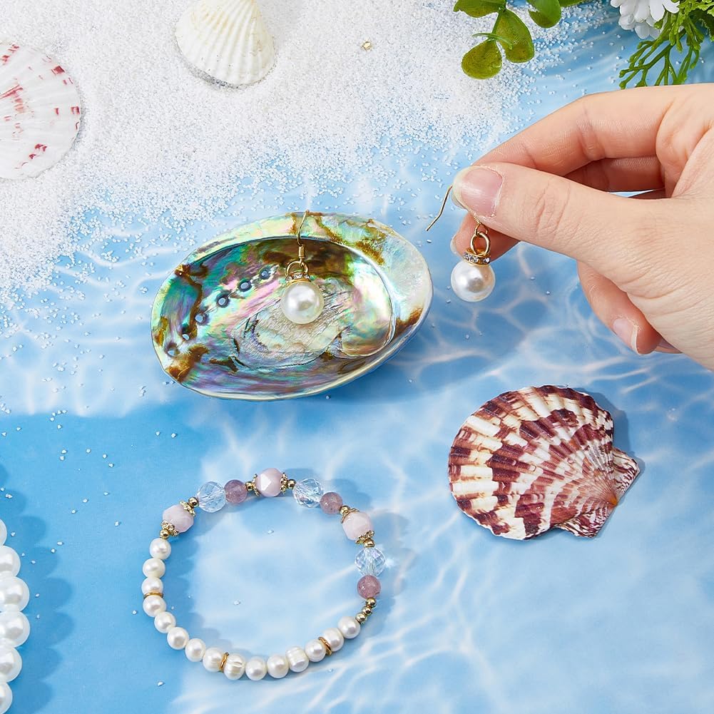 SUPERFINDINGS Natural Abalone Shells Jewelry Dish Tray Blue Seashell Ring Holder 7.7x5.6cm/5.04x6.3in Decorative Trinket Dish Stand for Earring