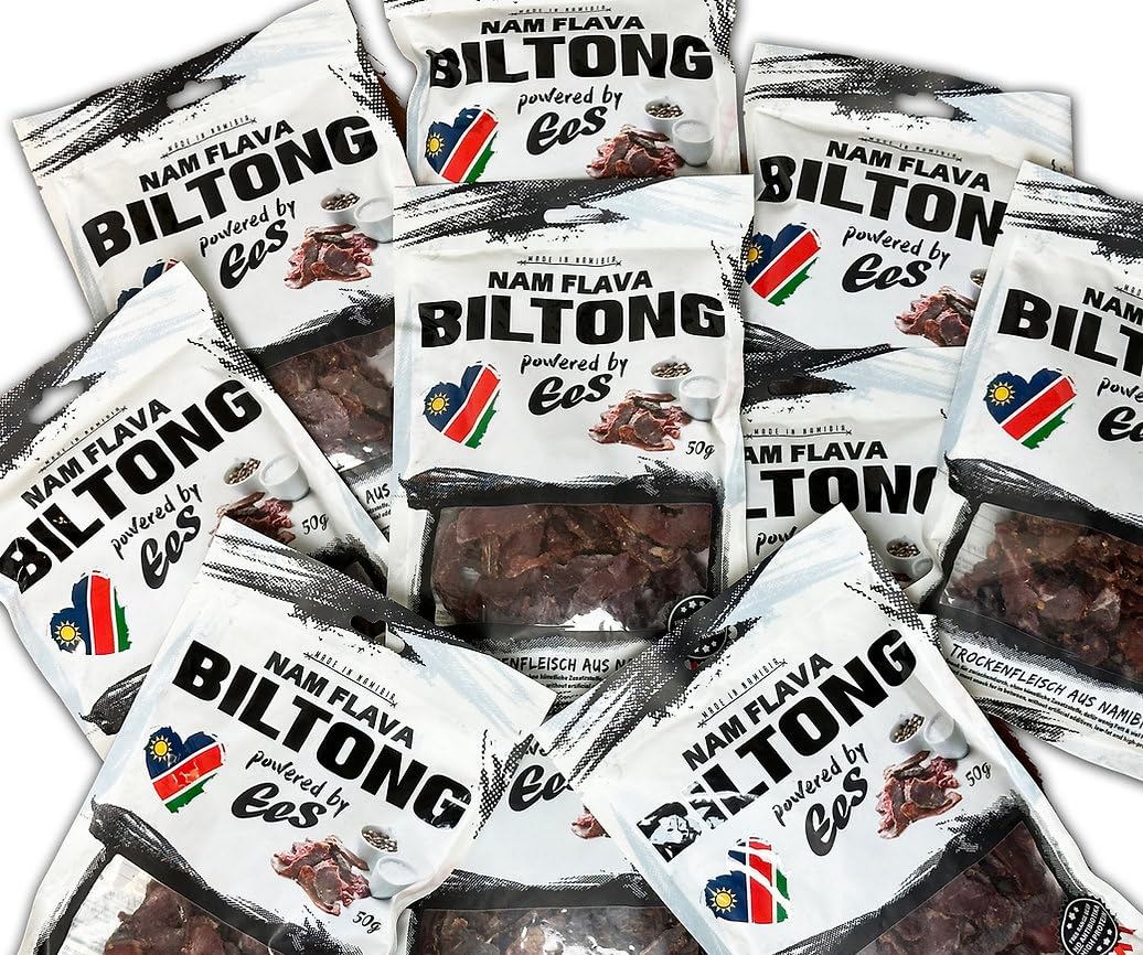 Nam Flava - Original Biltong from Namibia - 0.5 kg (10x50g) - dried meat, beef jerky, high protein, savoury snack