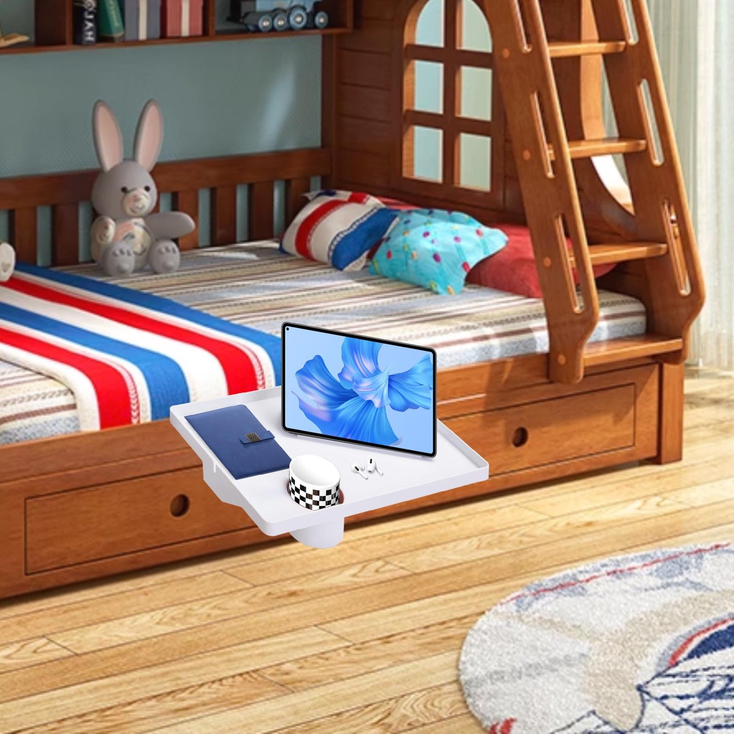 Sonhomay Bedside Shelf for Bunk Bed & Top Bunk,College Dorm Room Essentials,Clip On Nightstand,Floating Bed Side Table Tray Organizer,Bed Shelf with