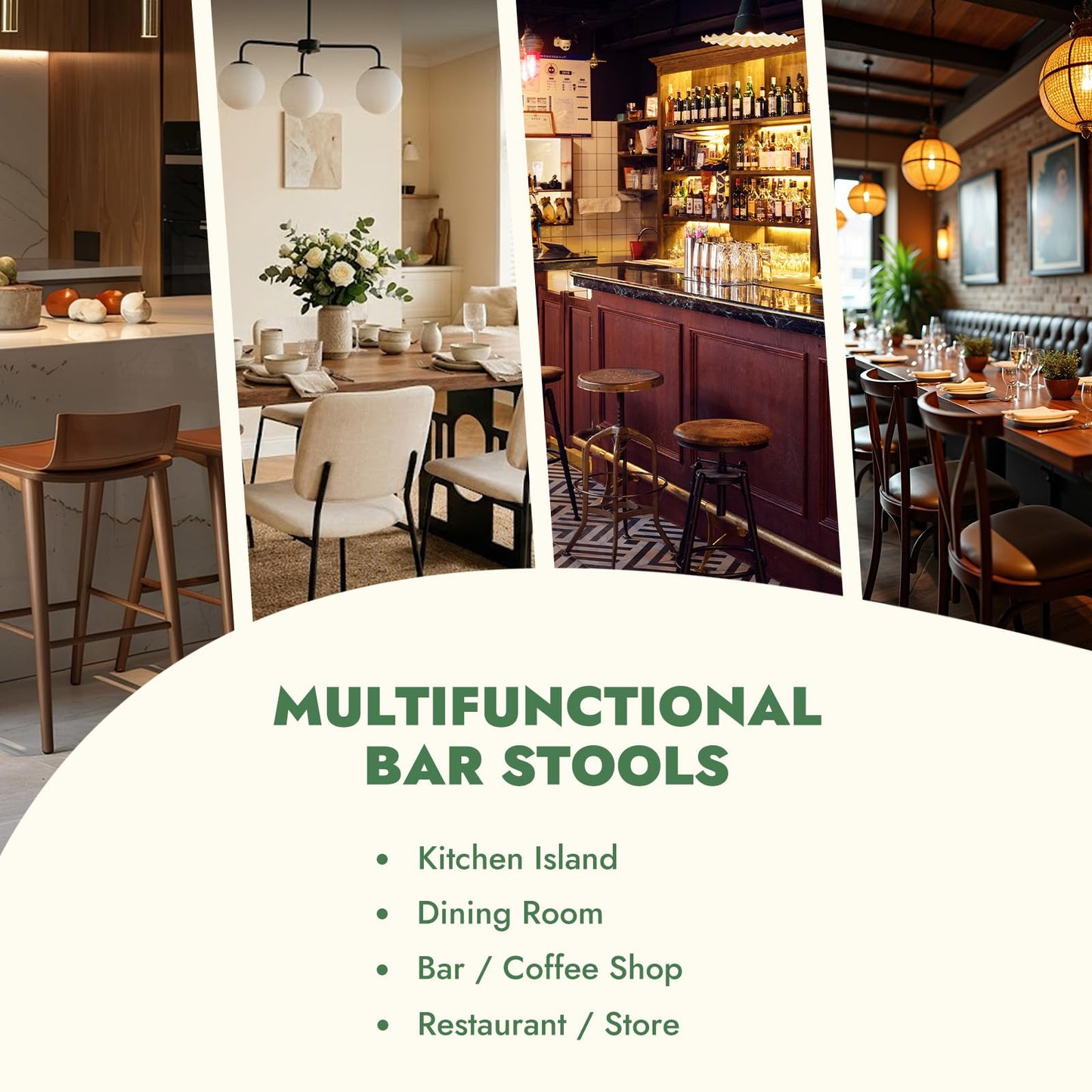KRAMZMING Counter Height Bar Stools Set of 2, 24 Inch Linen, Gray