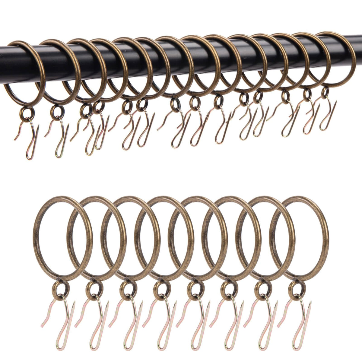 Curtain Rings With Hooks Metal Drapery Rings with Eyelets and Pinch Pleat Curtain Hooks 24 Pack TXZWJZ