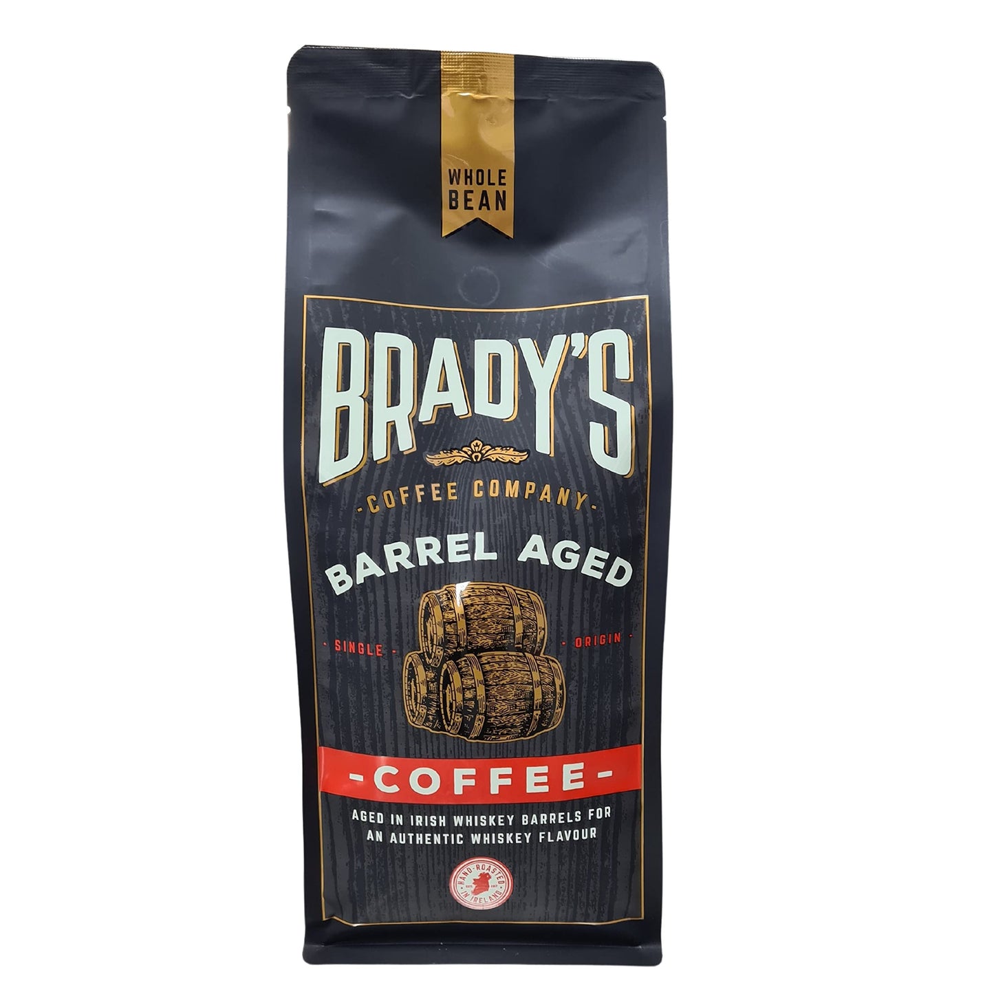 Brady's Irish Barrel Aged 1kg Whole Bean Arabica Coffee - Hand Roasted After-Dinner Vegan, Gluten-Free Speciality Coffee
