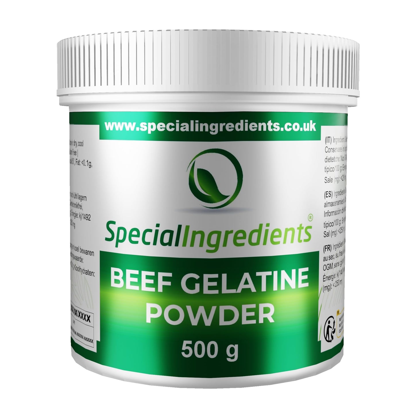 Beef Gelatine Powder 240 Bloom Unflavoured Stabiliser Gelling Aerating Agent Instant Gluten Free Non-GMO (Recyclable Pot) (500g)