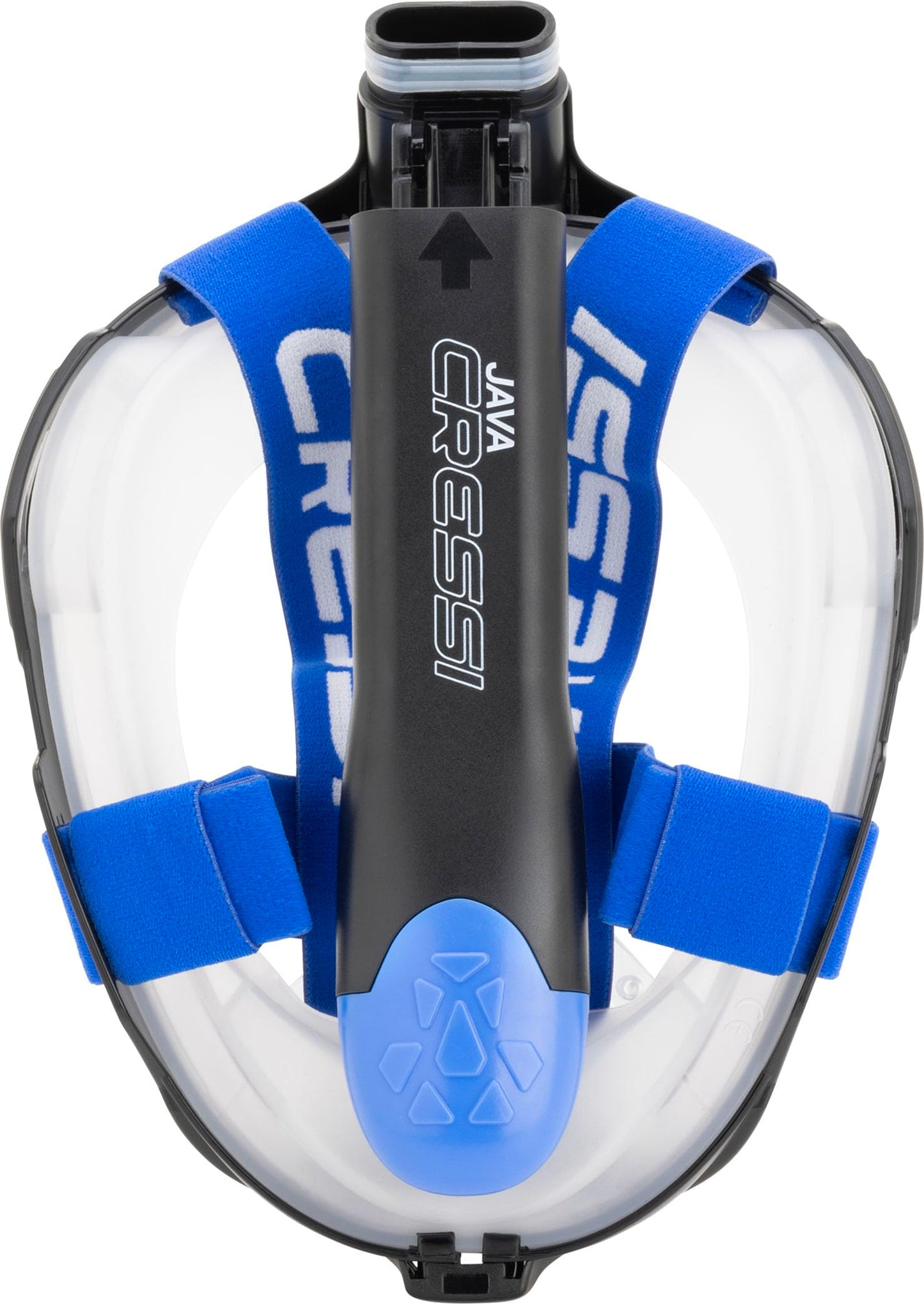 CRESSI Java Full Face Mask Black/Blue L/XL-Unisex Full Face Snorkel Mask, Ultra Clear Anti Fog Lens, 100% Silicone, Snorkel Dry with Safety Valves,