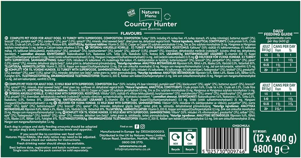 Country Hunter Game Meat Selection Dog Food - 12 x 400g