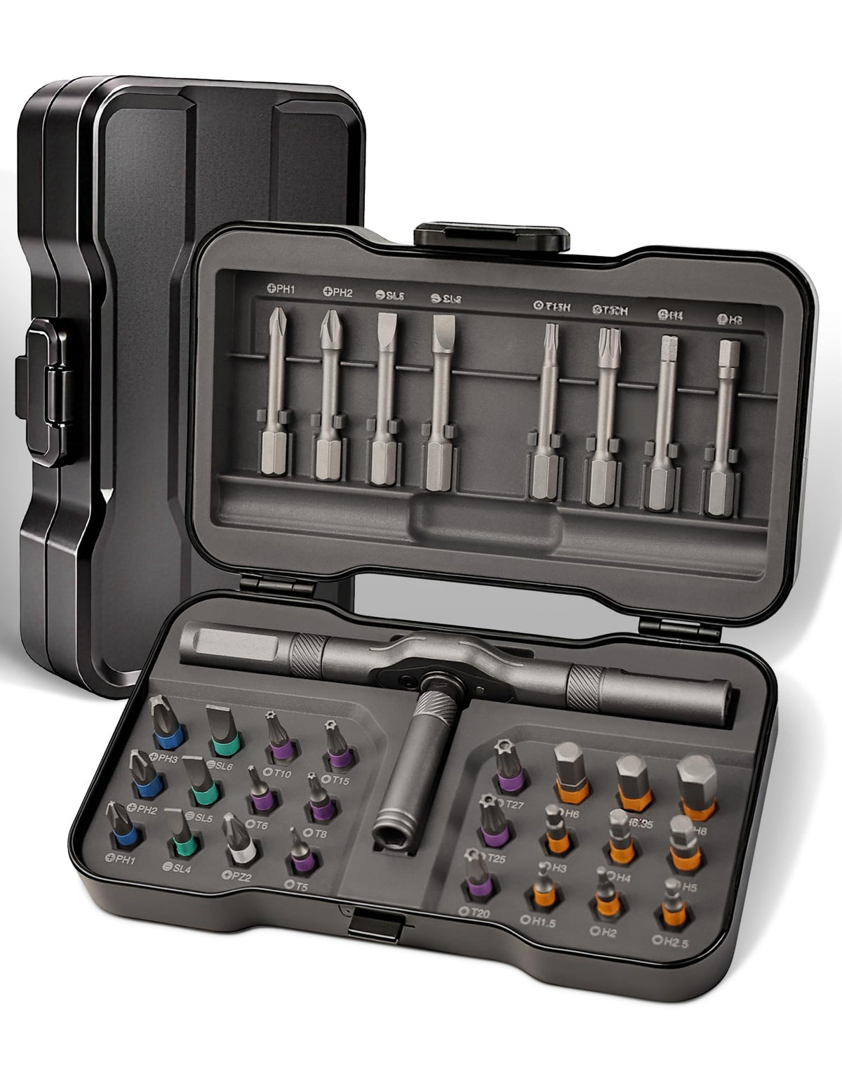 32 in 1 Magnetic Screwdriver Set, Ratchet Screwdriver Set, DIY Combination Flexible Shaft, Detachable T Ratchet Handle, Magnetic S2 Steel Bits, for