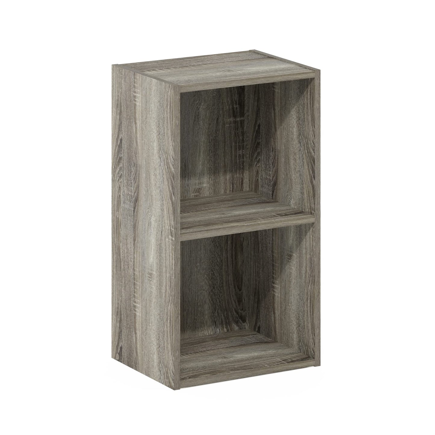 Furinno PASIR Book Shelf, 2-Tier Modern Bookshelf, Open Shelves Bookcase 9 x 12 x 21, for Living Room, Bedroom, Home Office, French Oak