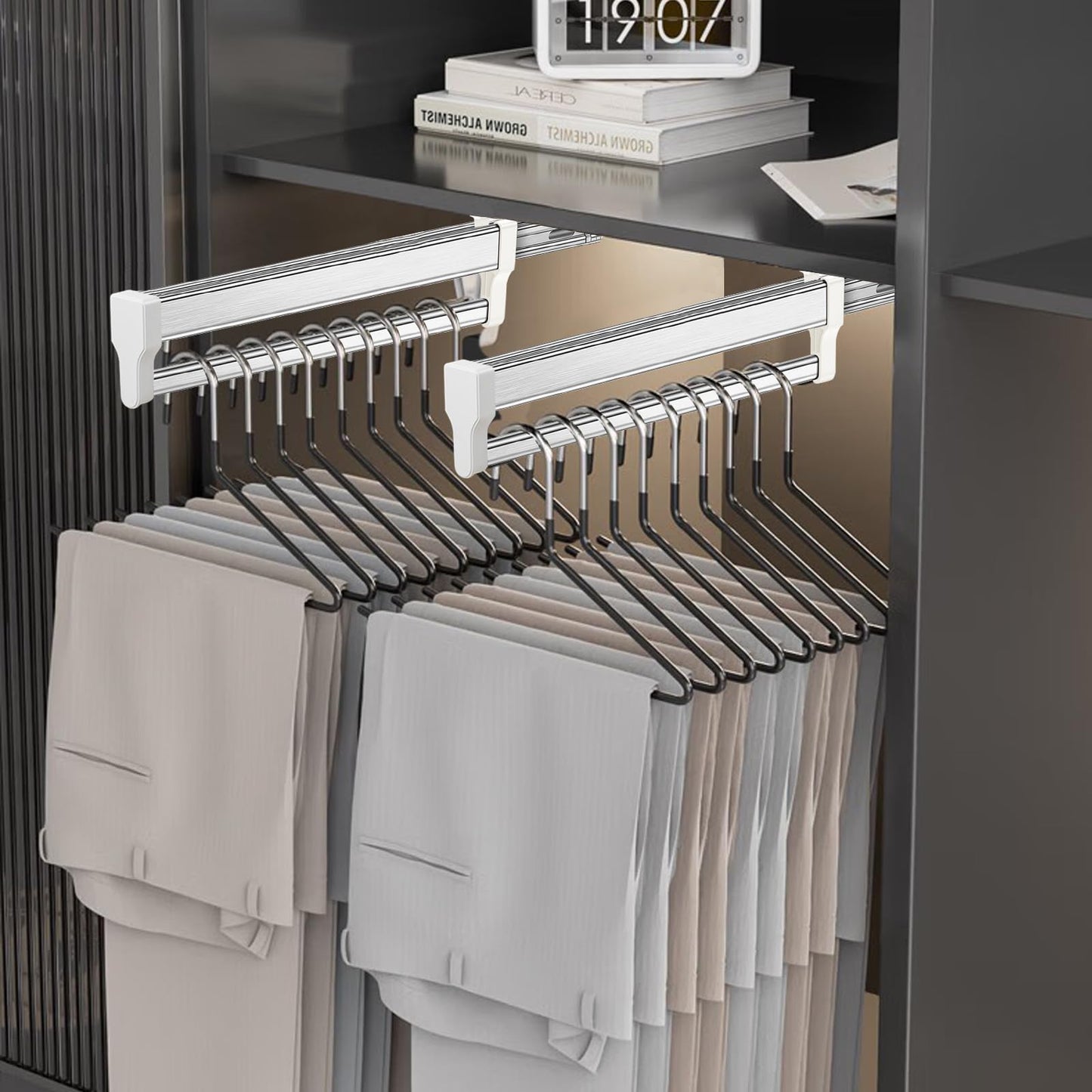 MAFAGE Pull Out Clothes Rail, Adjustable Wardrobe Rail Hanger Rack 397mm