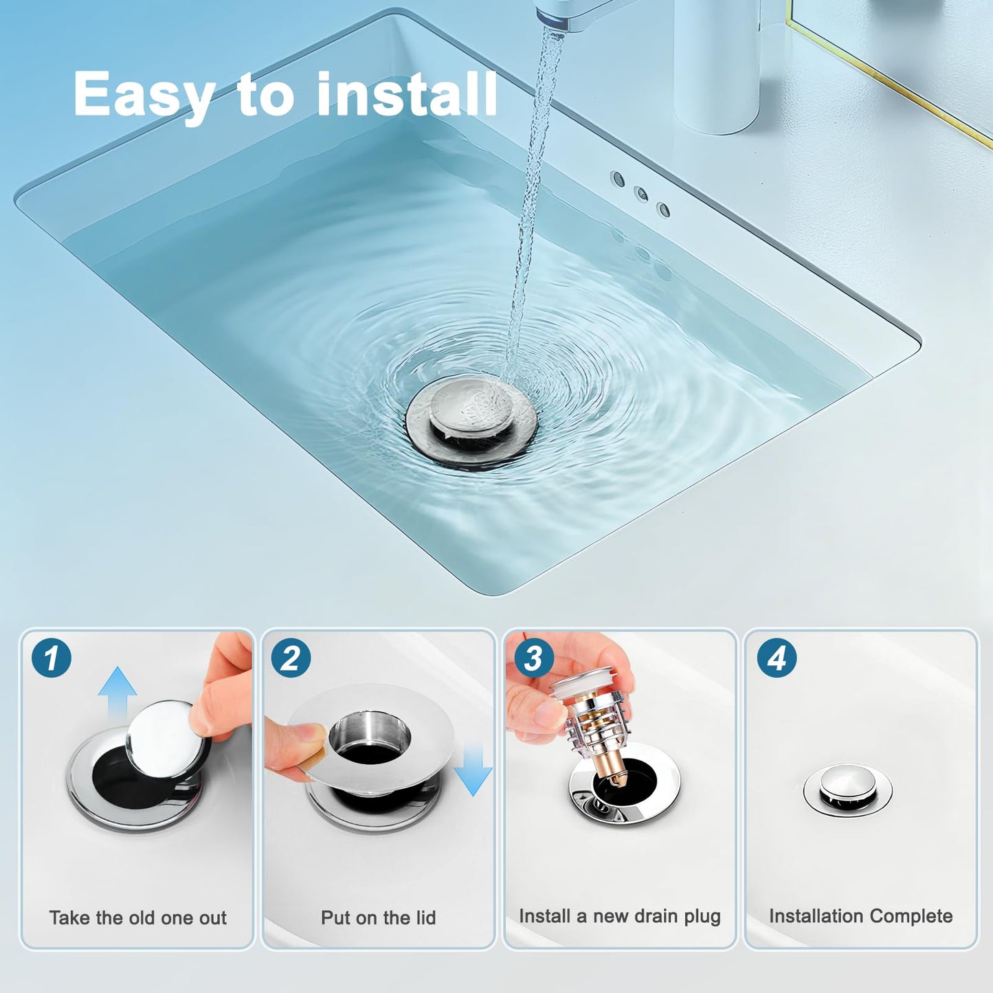 Diboniur 2 Pieces Upgraded Sink Plug 32–41 mm with Pull-Out Design