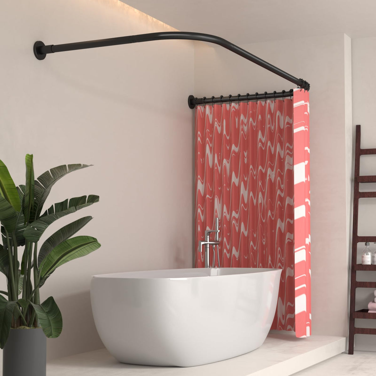 U-Shaped Shower Curtain Rod 75x190x75cm, Stainless Steel Perforated Shower Curtain Rod, Suitable for Bathrooms and Bathtubs, No Ceiling Bracket