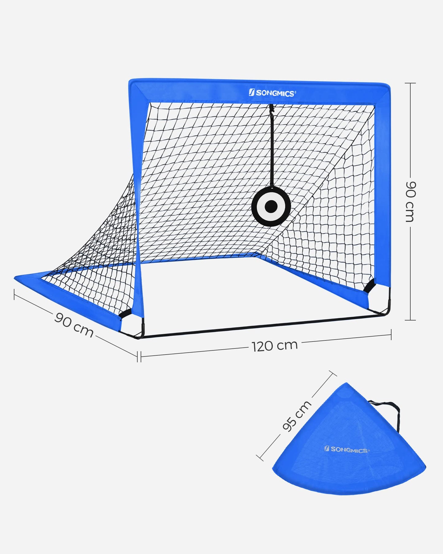 SONGMICS Football Goal Set of 2, Portable Football Nets with Targets and Training Cones, Blue SZQ422Q01