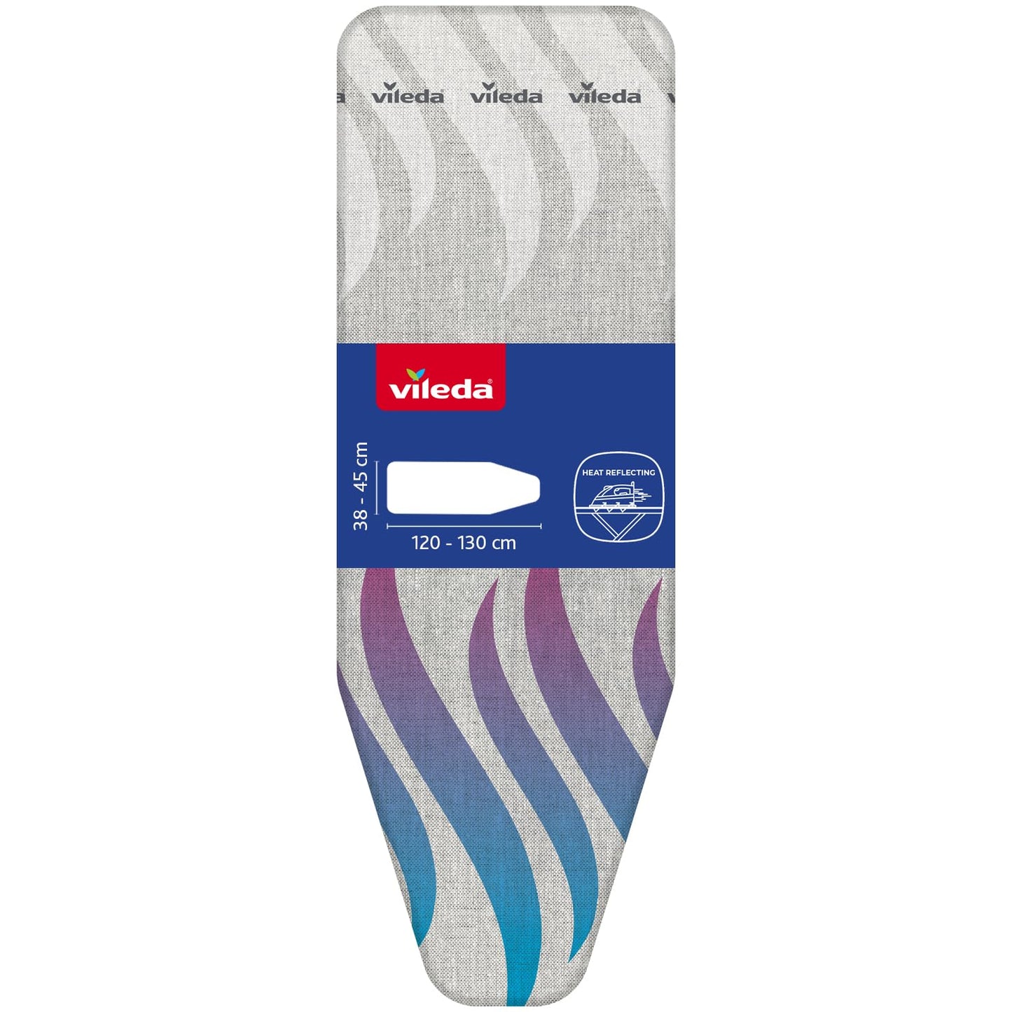 Vileda Total Reflect Premium Ironing Board Cover with Heat Reflecting Metal Foil Layer - Fits Medium & Large Ironing Boards 38-45cm wide by 120-130cm
