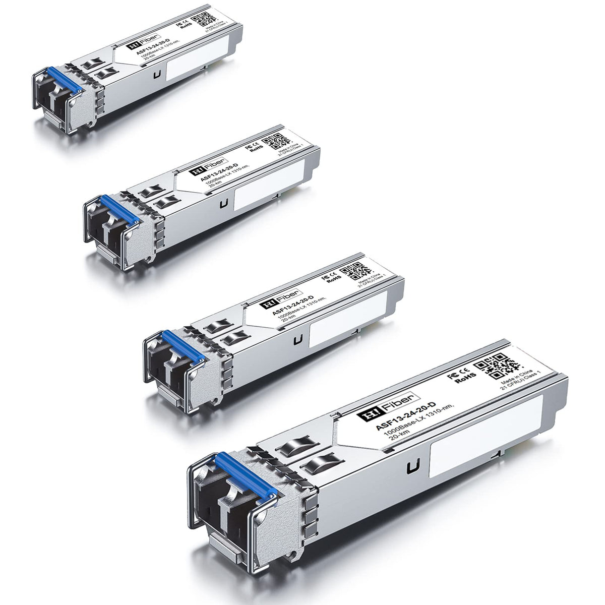 4 pack, 1000BASE-LX SFP Transceiver, SFP to LC, 1.25G singlemode module Compatible with Cisco GLC-LH-SM/GLC-LH-SMD, MA-SFP-1GB-LX20, Ubiquiti UniFi