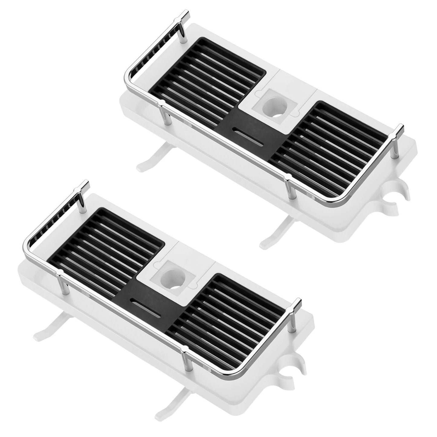 Hoomtaook Shower Caddy No Drilling 2 Packs, Shower Shelf Bathroom Shelf Shower Tidy for Shampoo, Shower Rack Organiser Holder with 2 Hooks and Shower
