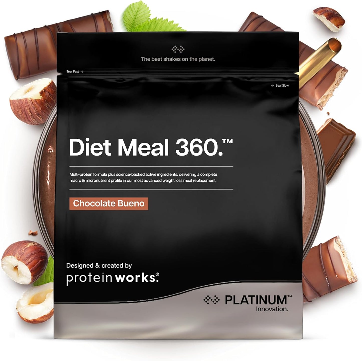 Protein Works | Diet Meal 360 - PLATINUM Innovation, Chocolate Bueno, 33 Meals, Best before 08/2027. New but scruffy bag
