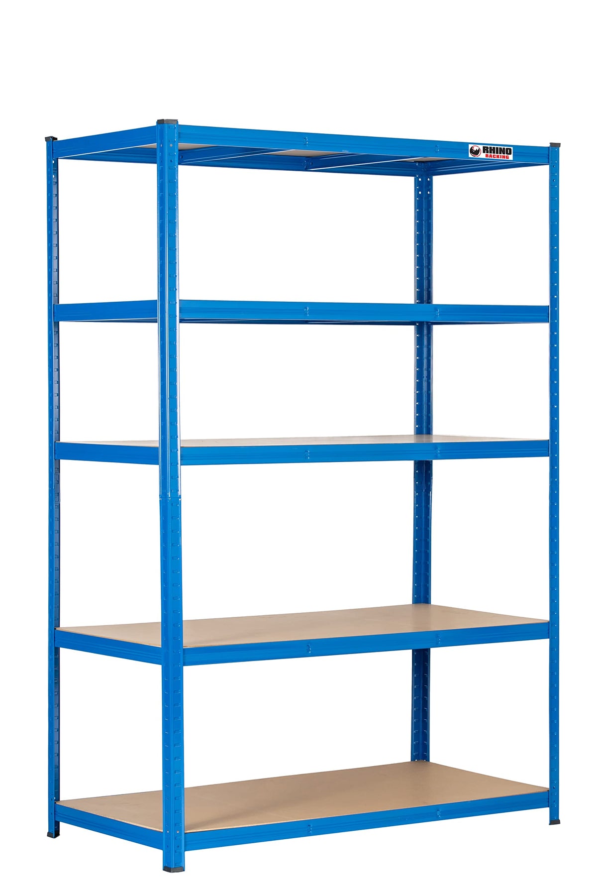 Rhino Racking Heavy-Duty Garage Shelving unit ? 5-Tier Steel Storage Shelves, Boltless Shelves, Industrial Shelving, Blue, 200kg Per-Tier,