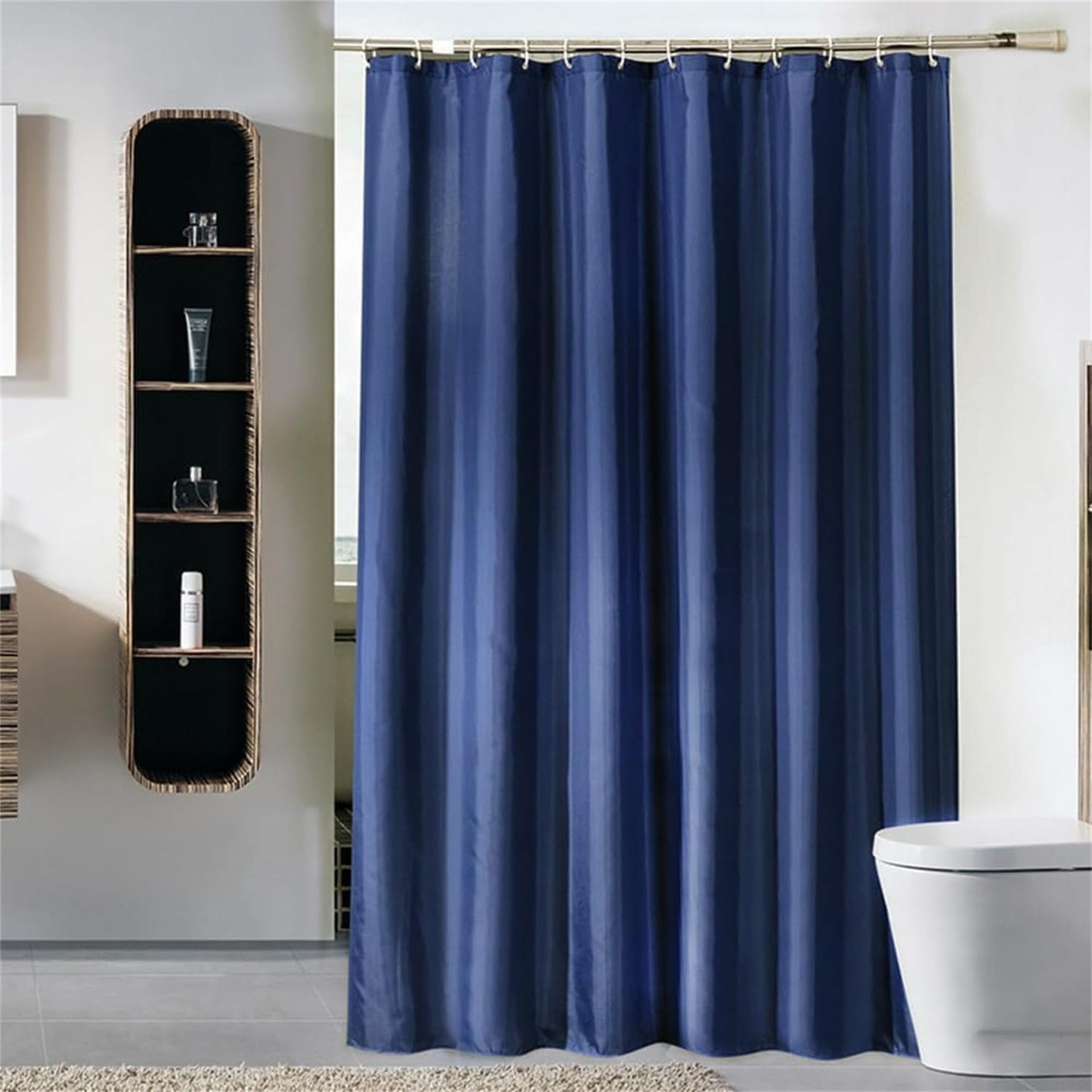 Lkw Ogechi Extra Wide Navy Blue Mildew Proof Shower Curtain 200x220 cm, 200/220/240 CM Drop Waterproof Polyester Bathtub Curtain, Washable Quick