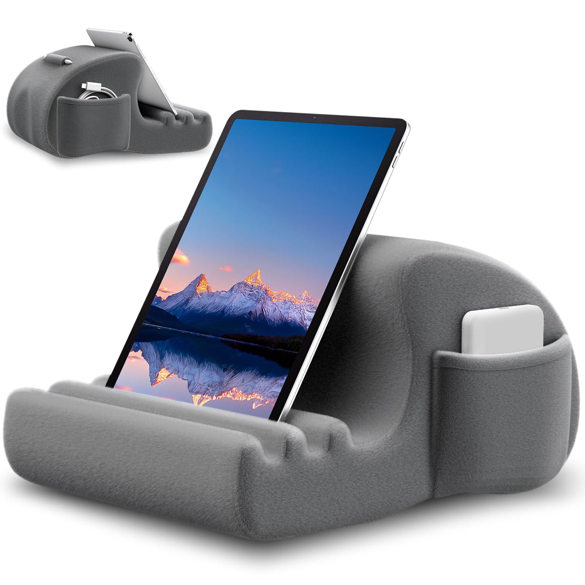 CreaDream Tablet Pillow Stand, Tablet Holder for Bed, Lap and Desk with 3 Viewing Angles, Soft Pillow Pad Compatible with 4-13" Tablets, iPad Pro 13