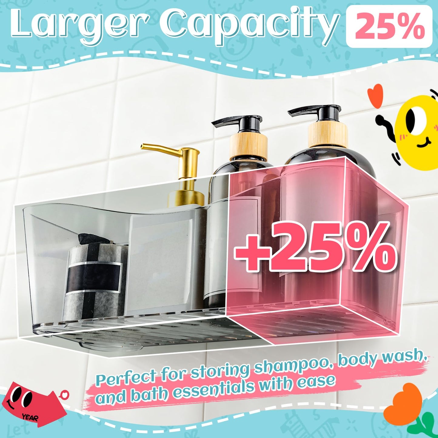 MIUKAA 2 Pack Large Bath Toy Storage Organizer, Clear Bathroom Toy Holder, Plastic Bathtub Toy Basket Quick Draining