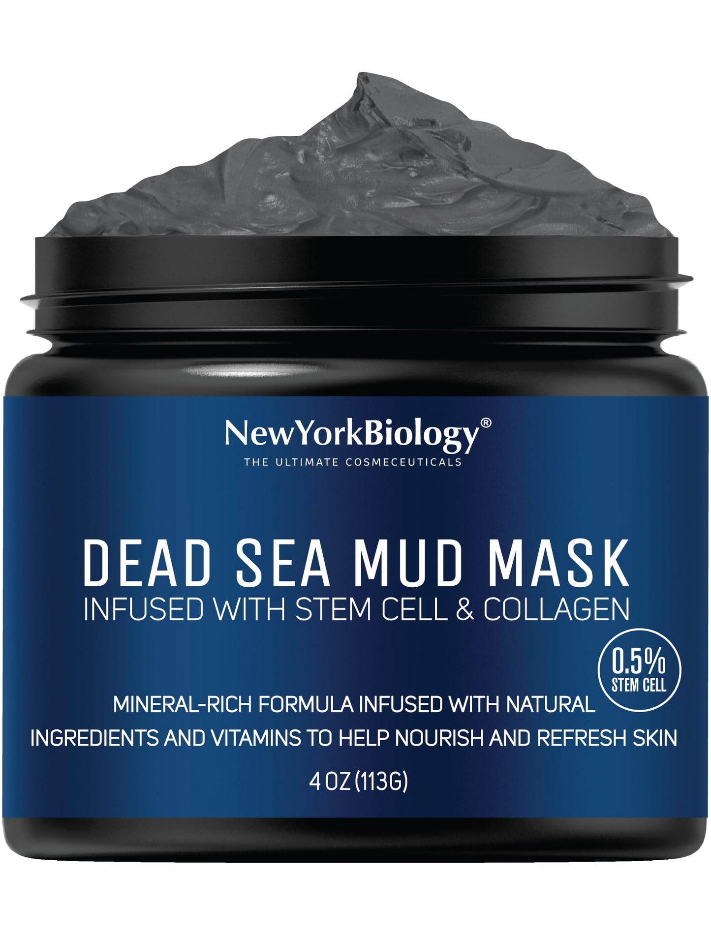 New York Biology Dead Sea Mud Mask for Face, Body | with Stem Cell and Collagen | Spa Quality Pore Refiner for Oily Skin | Natural Skincare for Women,
