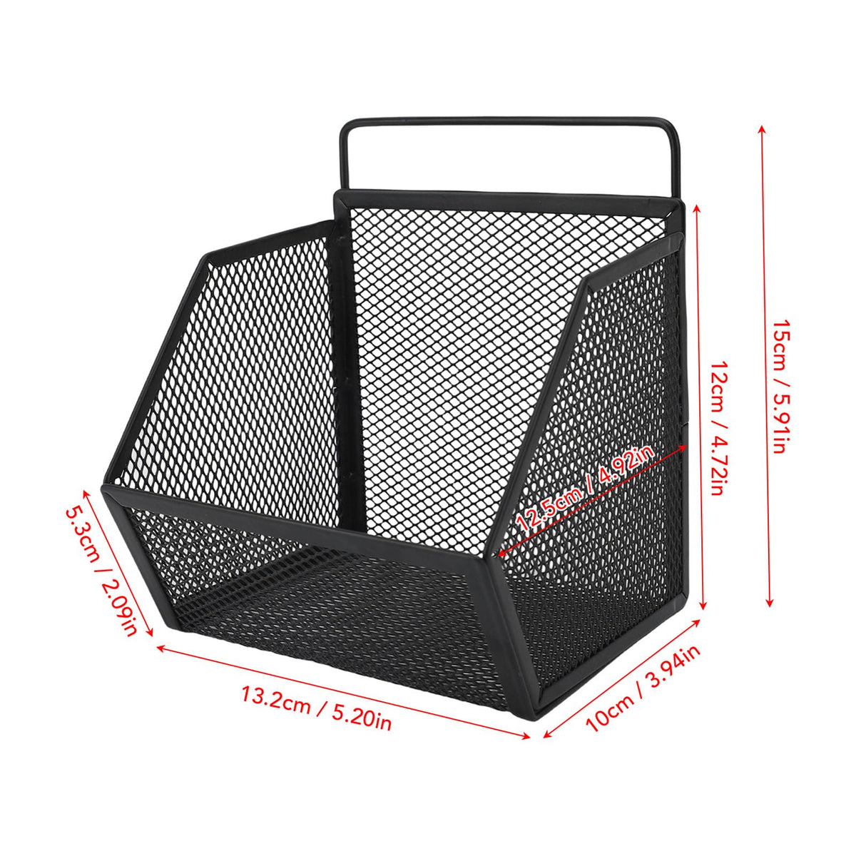 Tnfeeon Wall Mounted Wire Basket, Strong Adhesive, Sturdy Metal Structure, 11lb Capacity, Open Wire Design, Kitchen or Bedroom, Compact 13.2x10x15cm