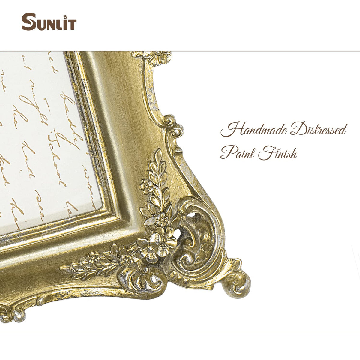 Sunlit Vintage Picture Frame 8x10 Inch, Luxury Antique Photo Frames with Glass Front, Photo Display, Tabletop Wall Hanging, Gift Ideas, Gold