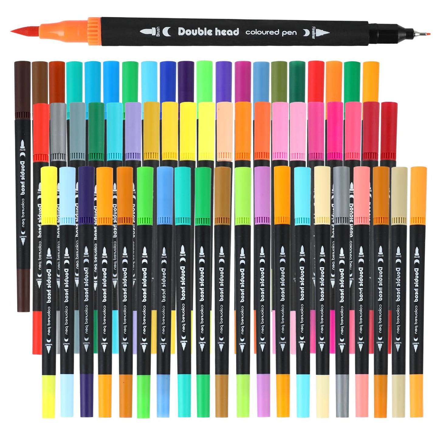 AEDAGA 60 Dual Tip Colouring Pens, Felt Tip Pens for Adult Colouring Books, Brush Markers Art Supplies for Calligraphy Drawing Sketching Journaling