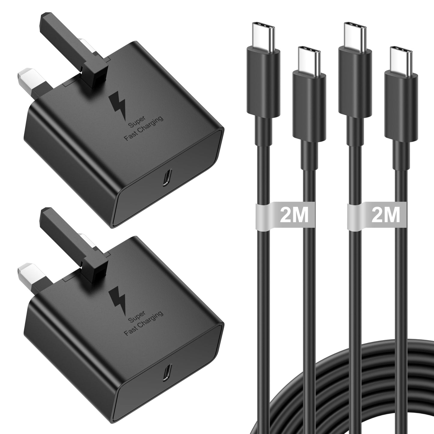 Fast Charger USB C Plug and Cable, 2Pack 25W USB C Fast Charger with 2M USB c Charging Cable for Samsung Galaxy S25/S25+/S25 Ultra/S24/S24