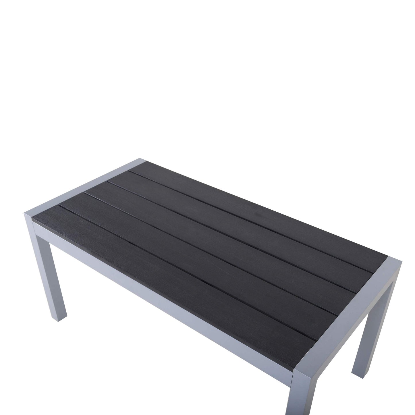 Chicreat Aluminium Bench with Polywood Surface and Cushion, Silver and Black, 100 x 50 x 45cm