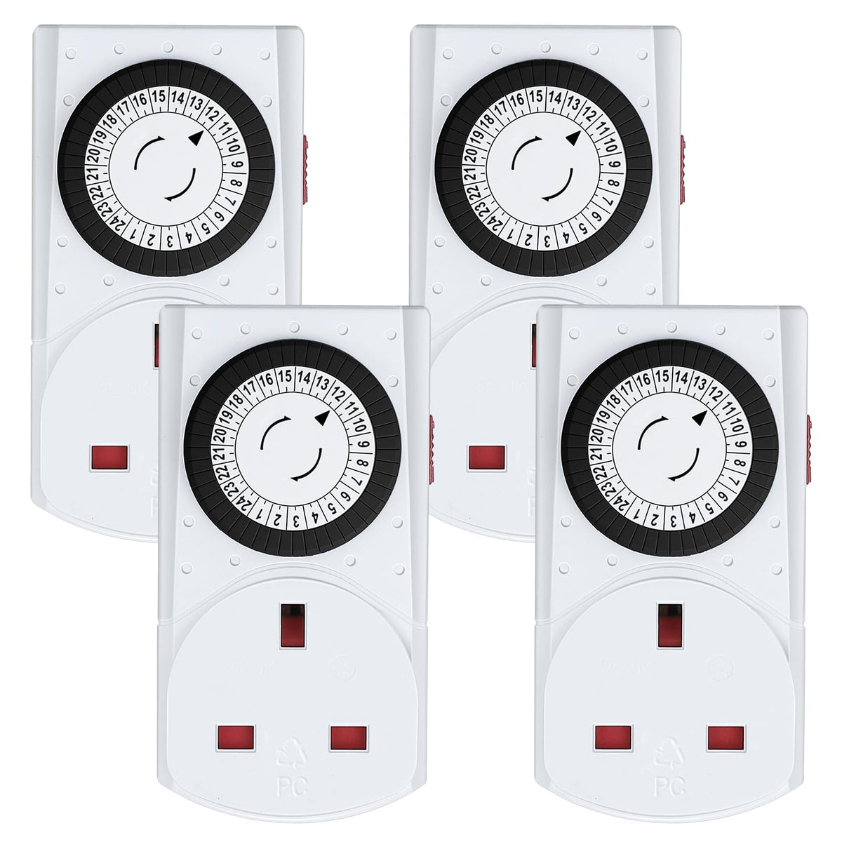 G-Homa Mechanical Timer Plug Socket UK, 24 Hour Programmable Energy Saving Plug-in Indoor Timer Plug Switch for Lights, Lamps and Home Appliances,