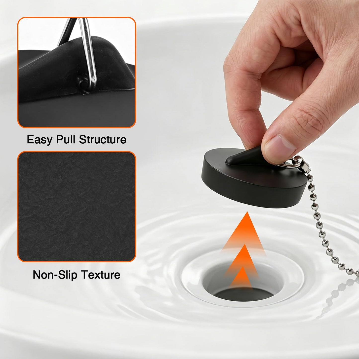 Guttiuaa 7 Pcs Kitchen Plug for Sink, Universal Bath Replacement Rubber Stopper Plugs with 40cm Metal Chain for Bathtub and Sinks