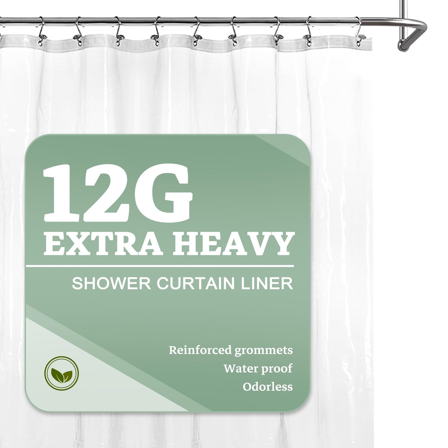 Barossa Design Extra Heavy Duty Shower Curtain Liner Thick - Soft Plastic Shower Liner Waterproof with Grommets & 3 Magnets, Clear, 72"x72"