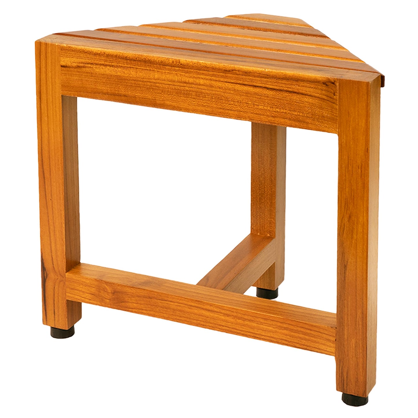 VaeFae Teak Shower Corner Bench, Wooden Bath Seat Stool, Spa Foot Rest Shaving Stool, Corner Shower Stool for Inside Shower, Bathroom
