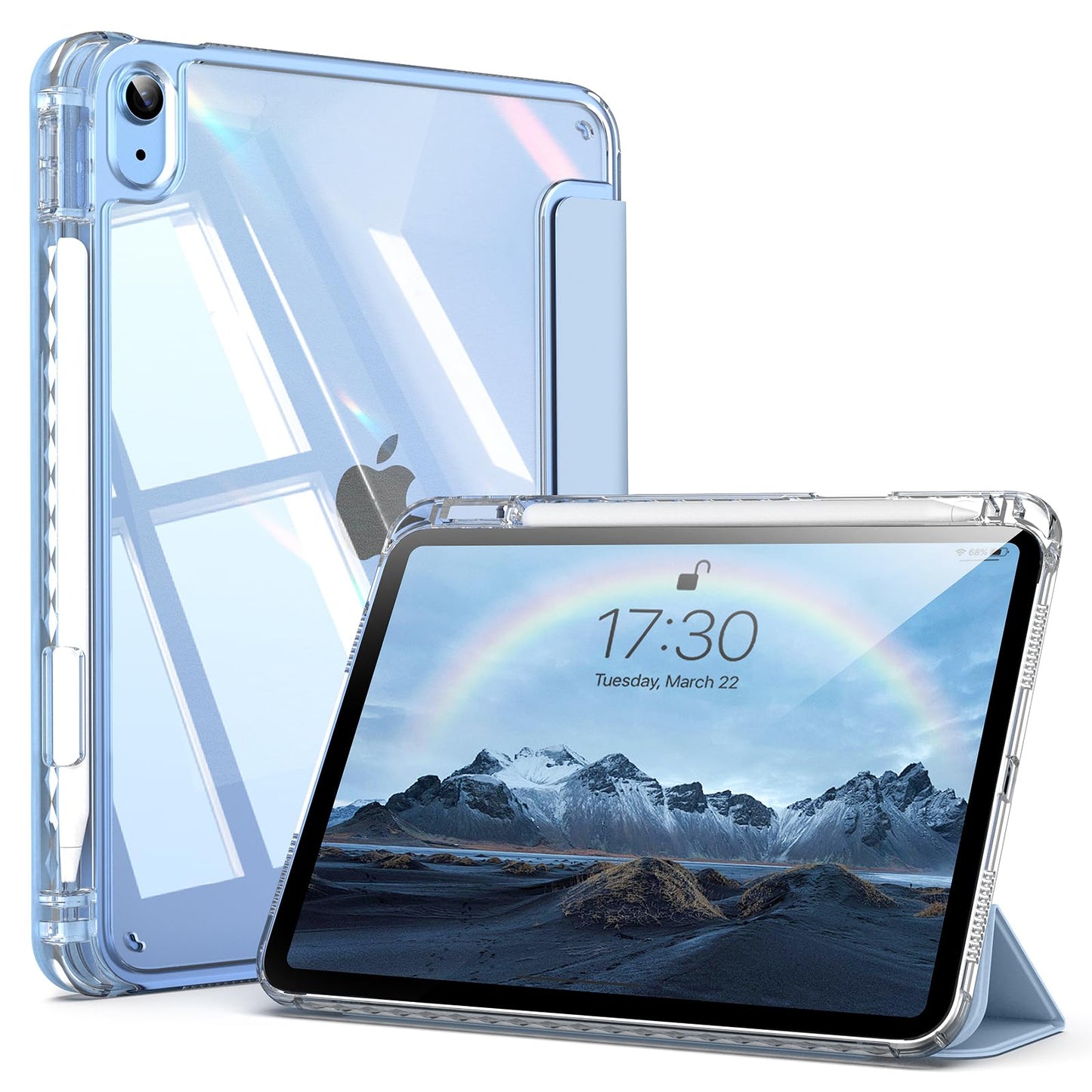 Lsmmpoba Case for iPad (A16) 11th Generation 11 Inch 2025, iPad 10th Generation 10.9 Inch 2022 with Pencil Holder, Clear Back Shell Shockproof Cover,