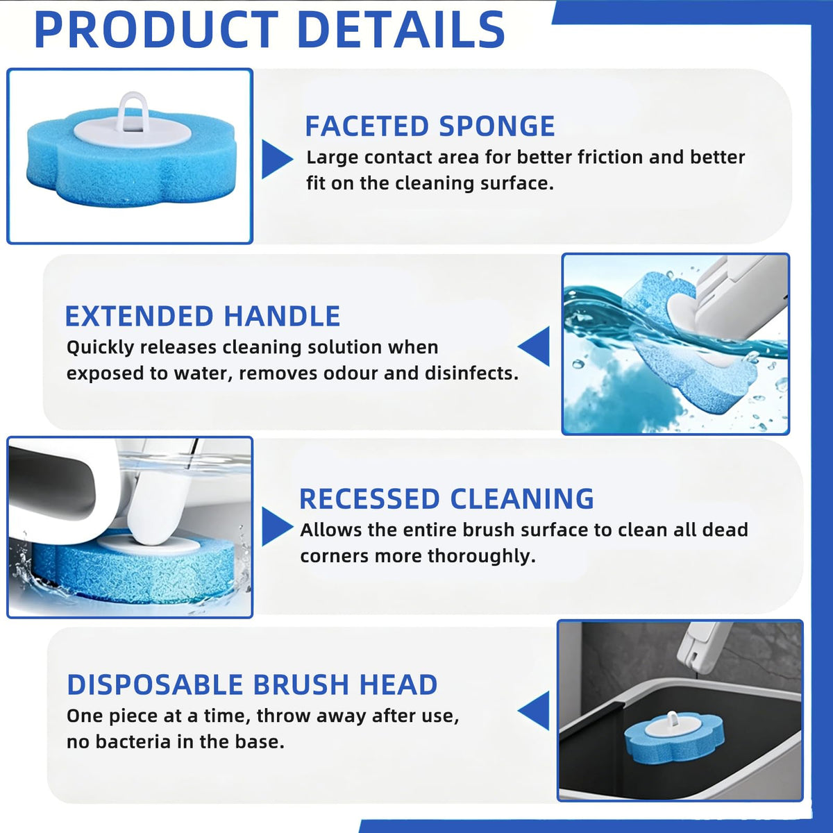Disposable Toilet Brush, Toilet Wand Starter Kit with 48 Refill Heads, Wall Mounted Toilet Bowl Cleaner Brush with Holder & Storage Caddy