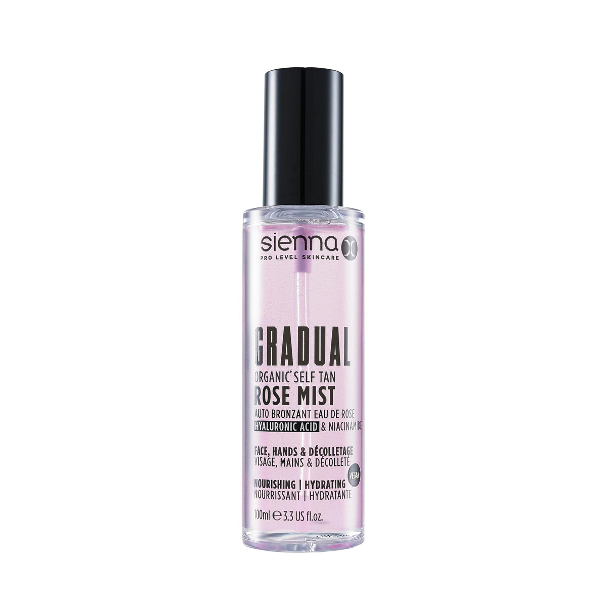 Sienna X Gradual Organic Self Tan Rose Mist Hyaluronic Acid & Niacinamide Facial Tanner