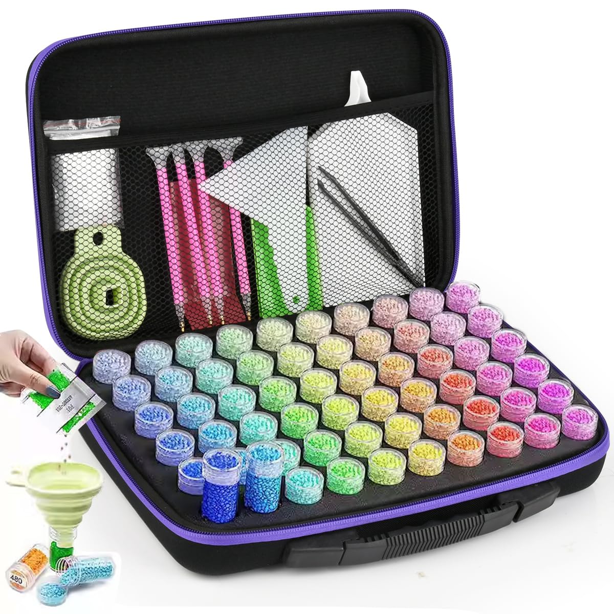 DODUOS 60 Slots Diamond Art Storage Boxes Kits, DIY Diamond Painting Storage Box, All Inclusive Diamond Painting Tools with Bead Organizers and