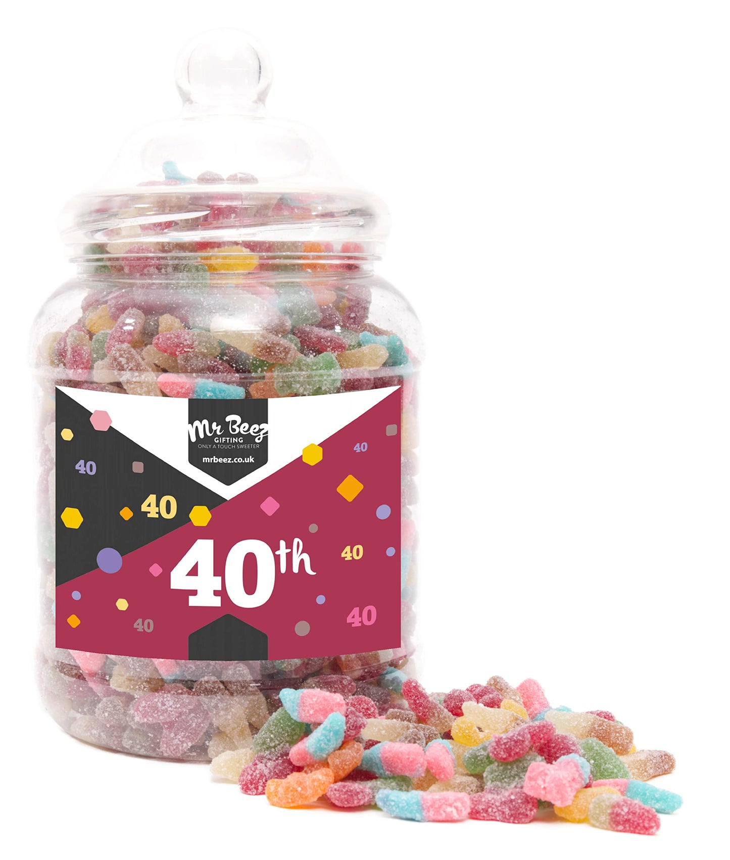 Mr Beez Sweets | 40th Birthday Gift | Fizzy Mix | Choice of Classic Retro Sweets Available | 24x14cm | 1700 Grams, Large Jar